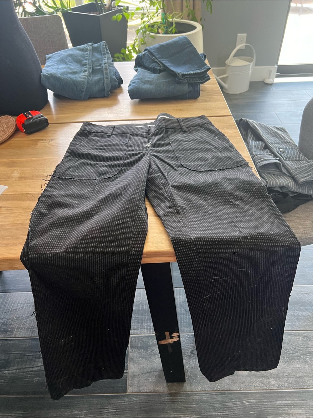 Poleci Black Pinstripe Corduroy Pants